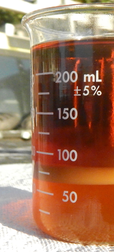 Example Image of GLycerin being seperated in a glass